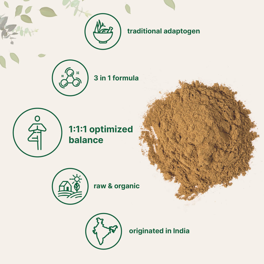 Scoop of Triphala powder measuring 2.5 g