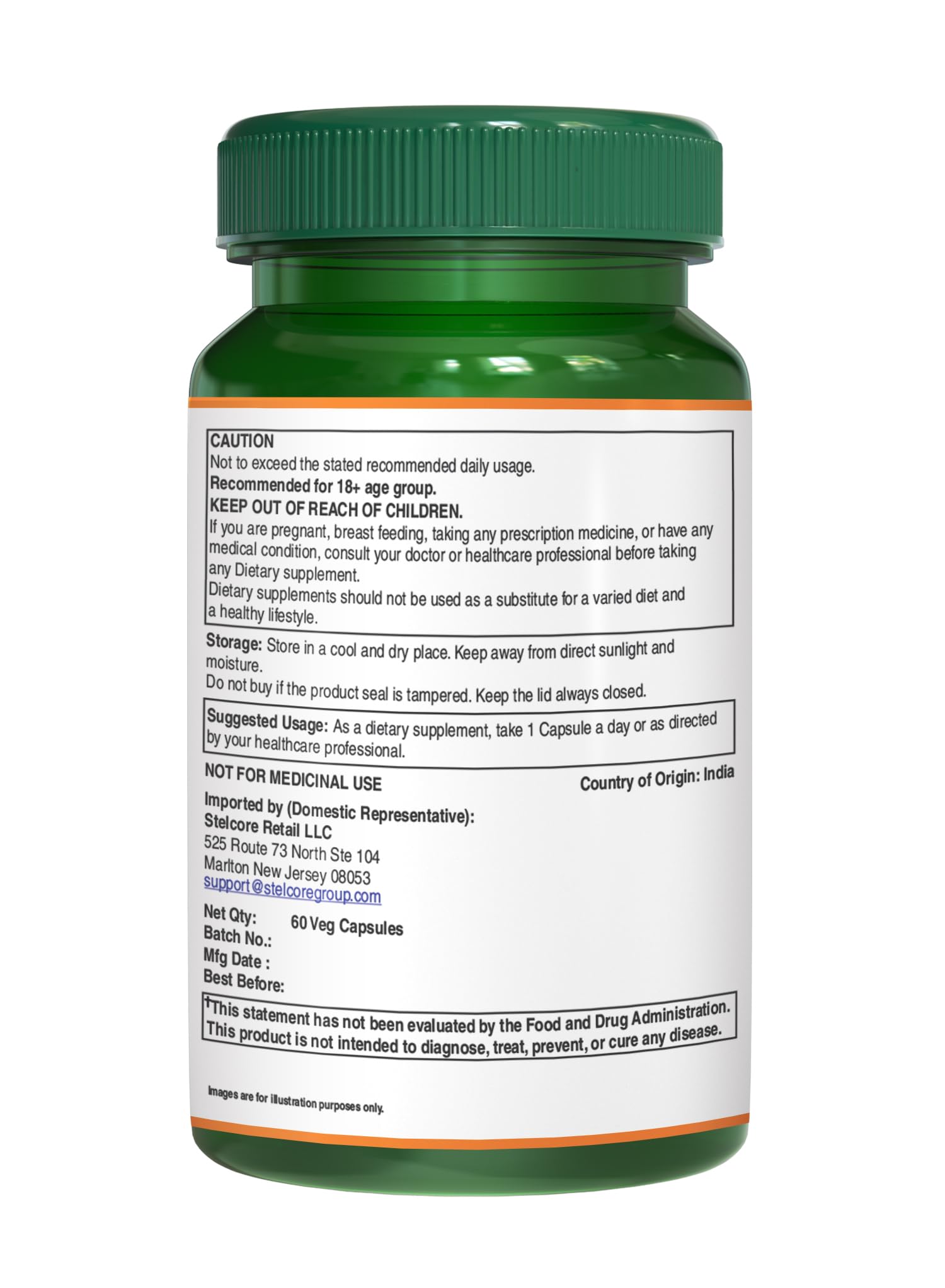 60-day supply label on Triphala bottle