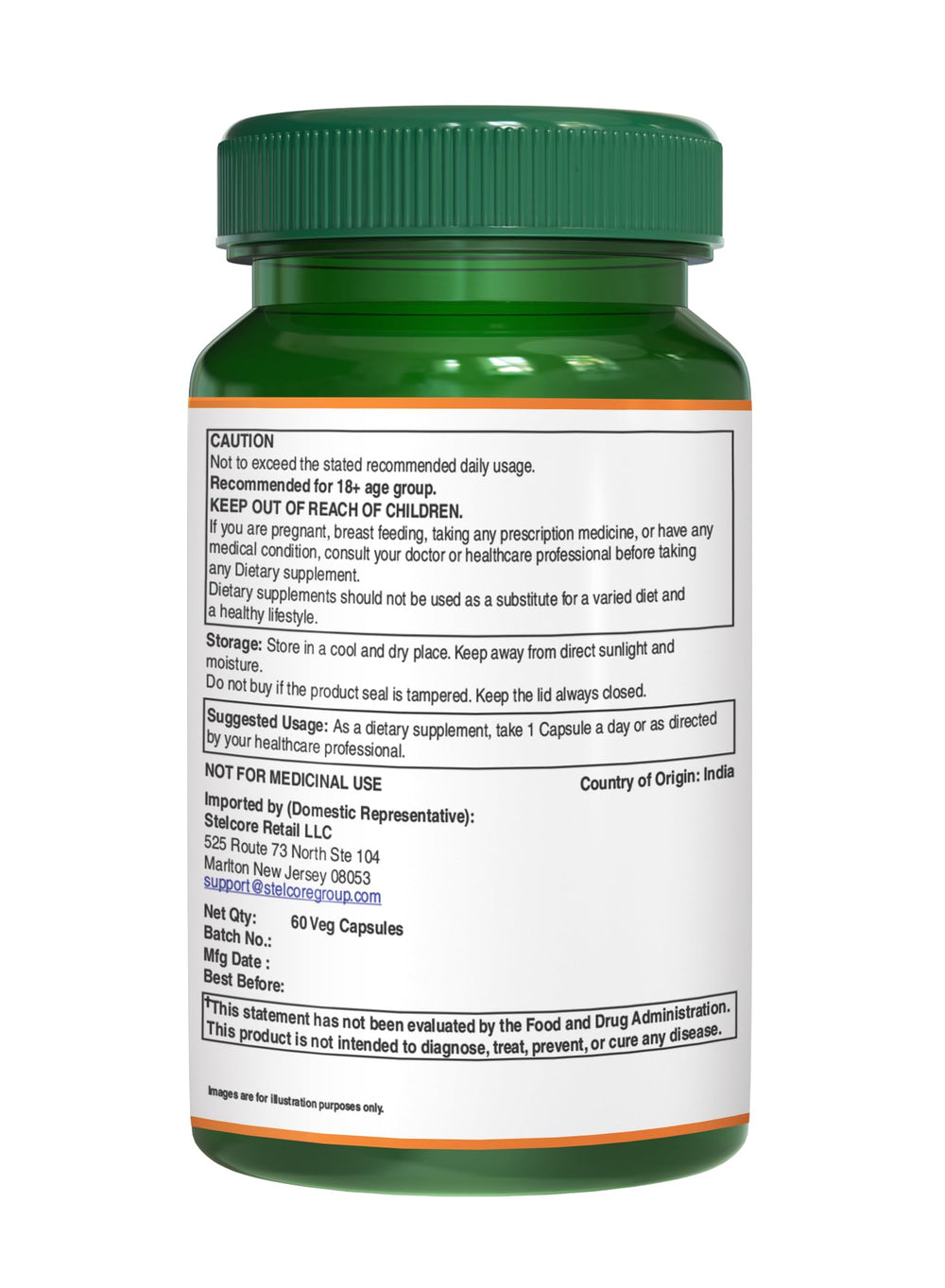 60-day supply label on Triphala bottle