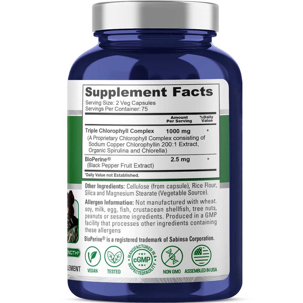 High absorption chlorophyll 1000 mg extraction capsules
