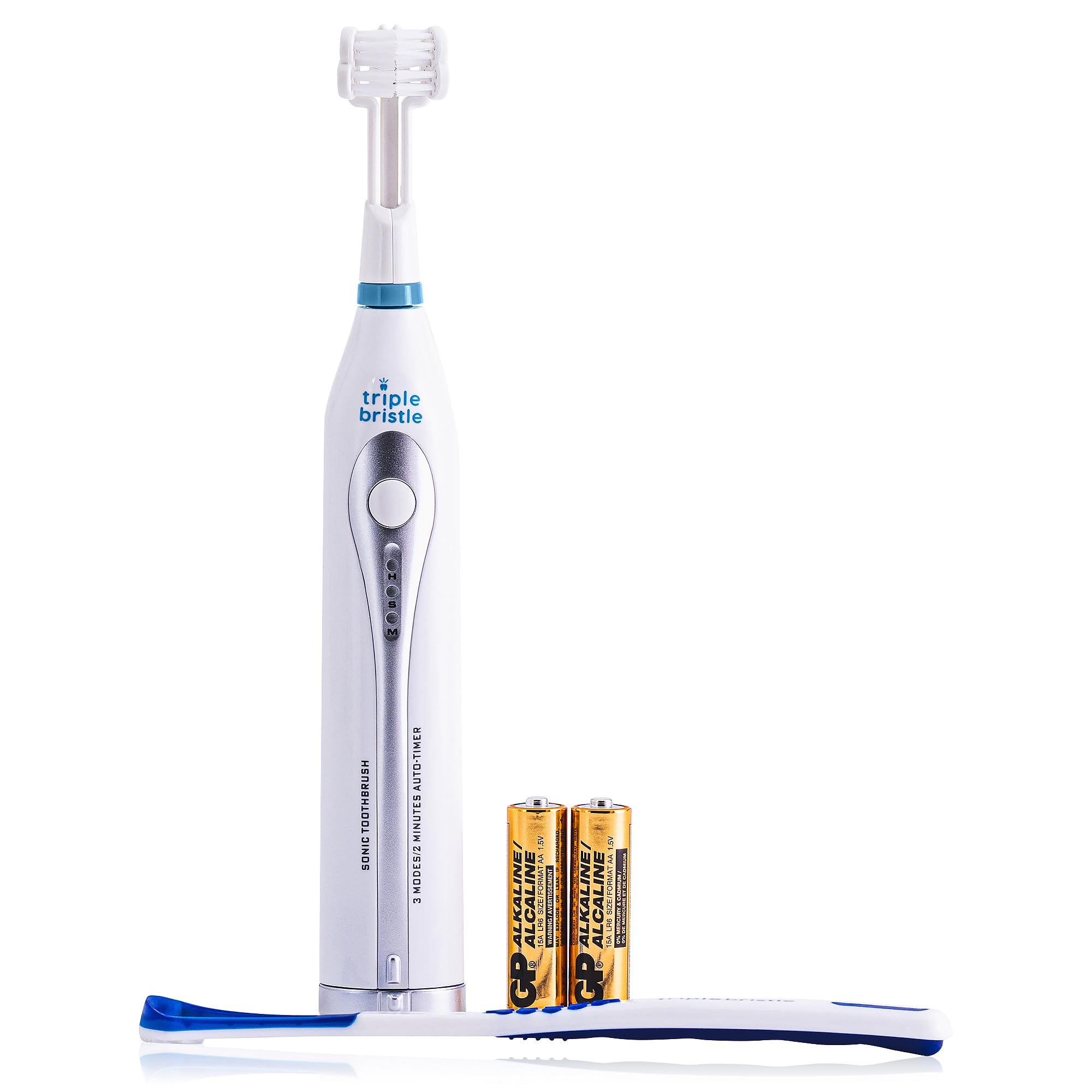 Front view of Triple Bristle GO 3-Sided Sonic Toothbrush