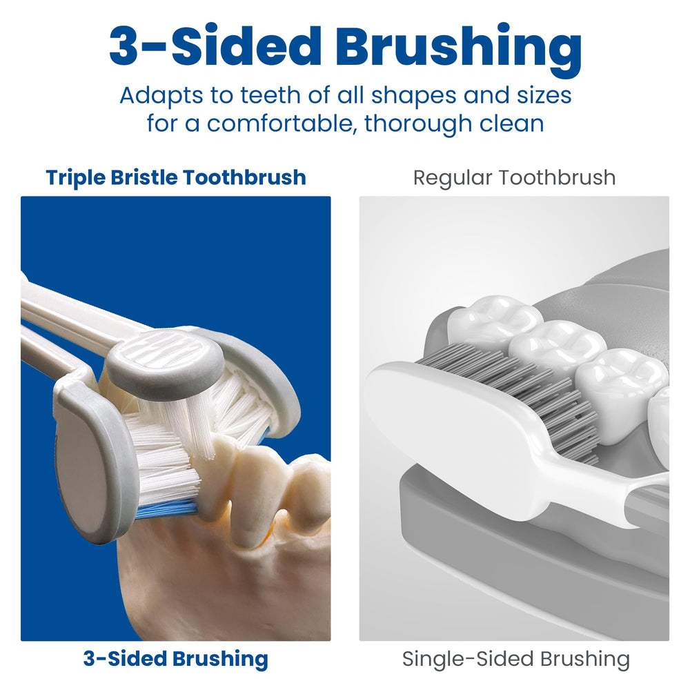 Close-up of the 3-sided brush head design