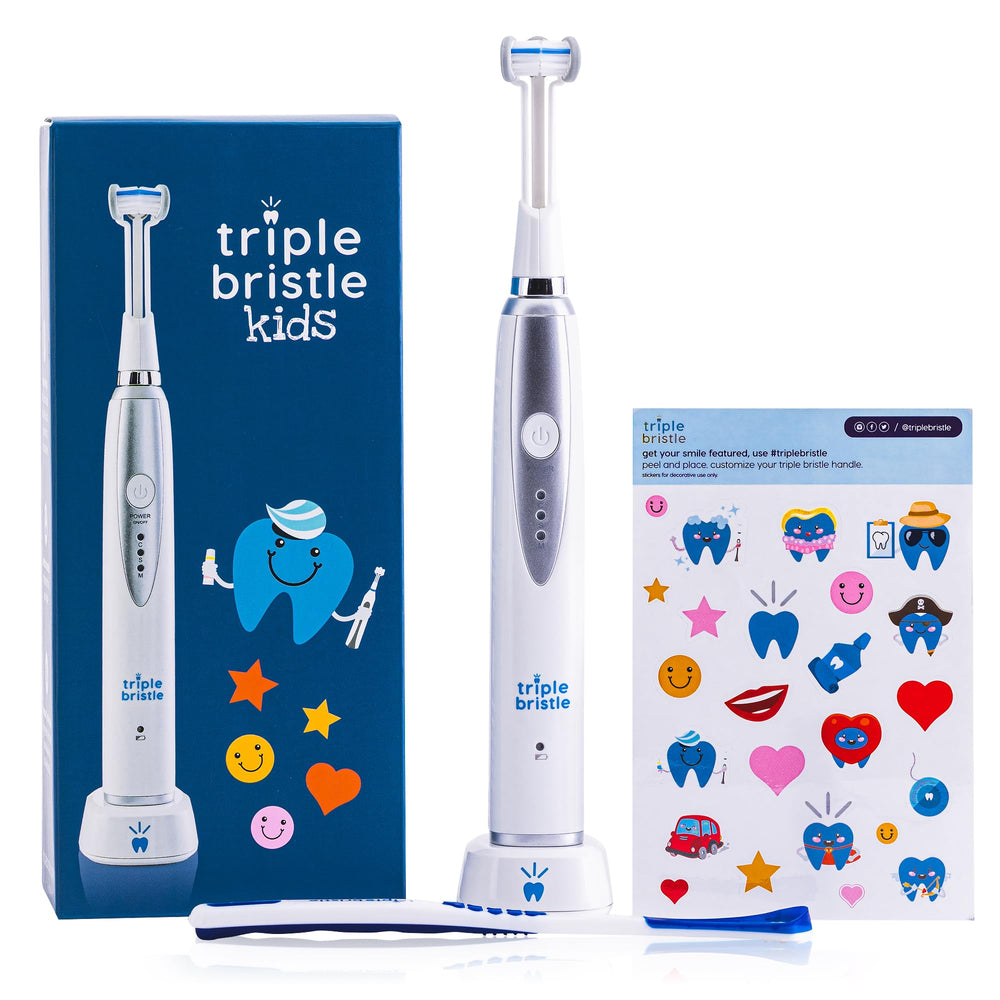 Triple Bristle Kids Sonic Toothbrush with 3-sided brush head