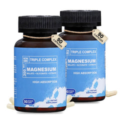 Bottle of Triple Complex Magnesium 300mg on white background