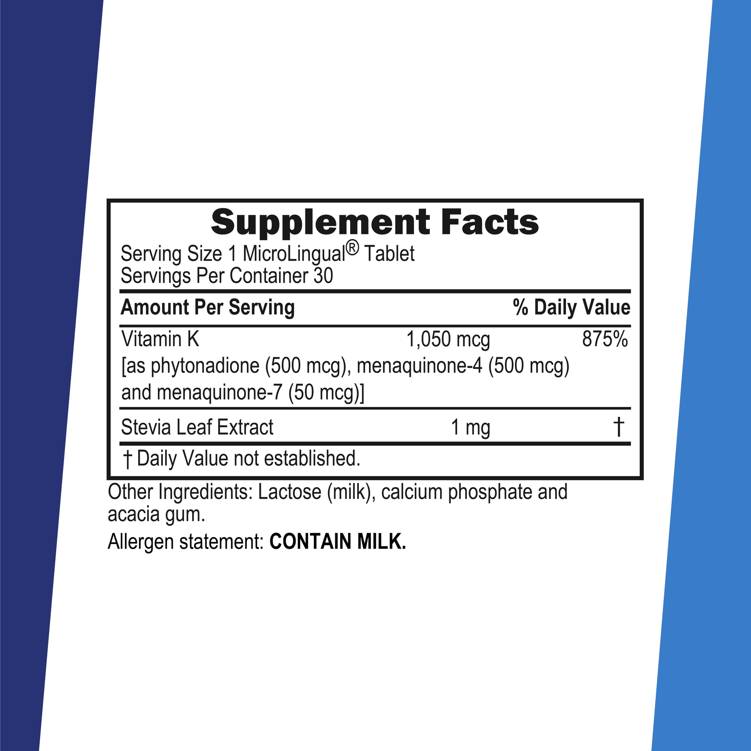 Vitamin K1 and K2 MK-4 MK-7 forms in Triple K