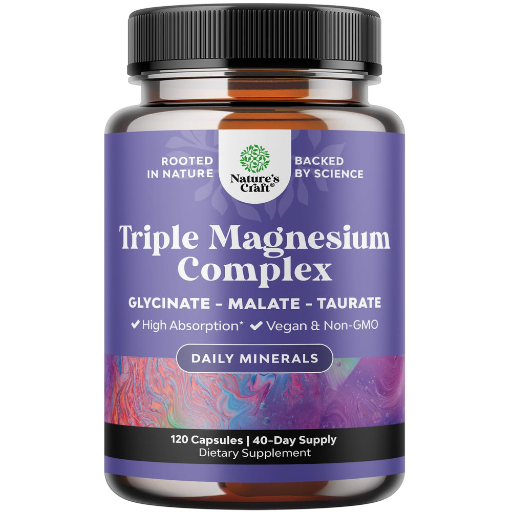 Triple Magnesium Complex bottle with 120-count label