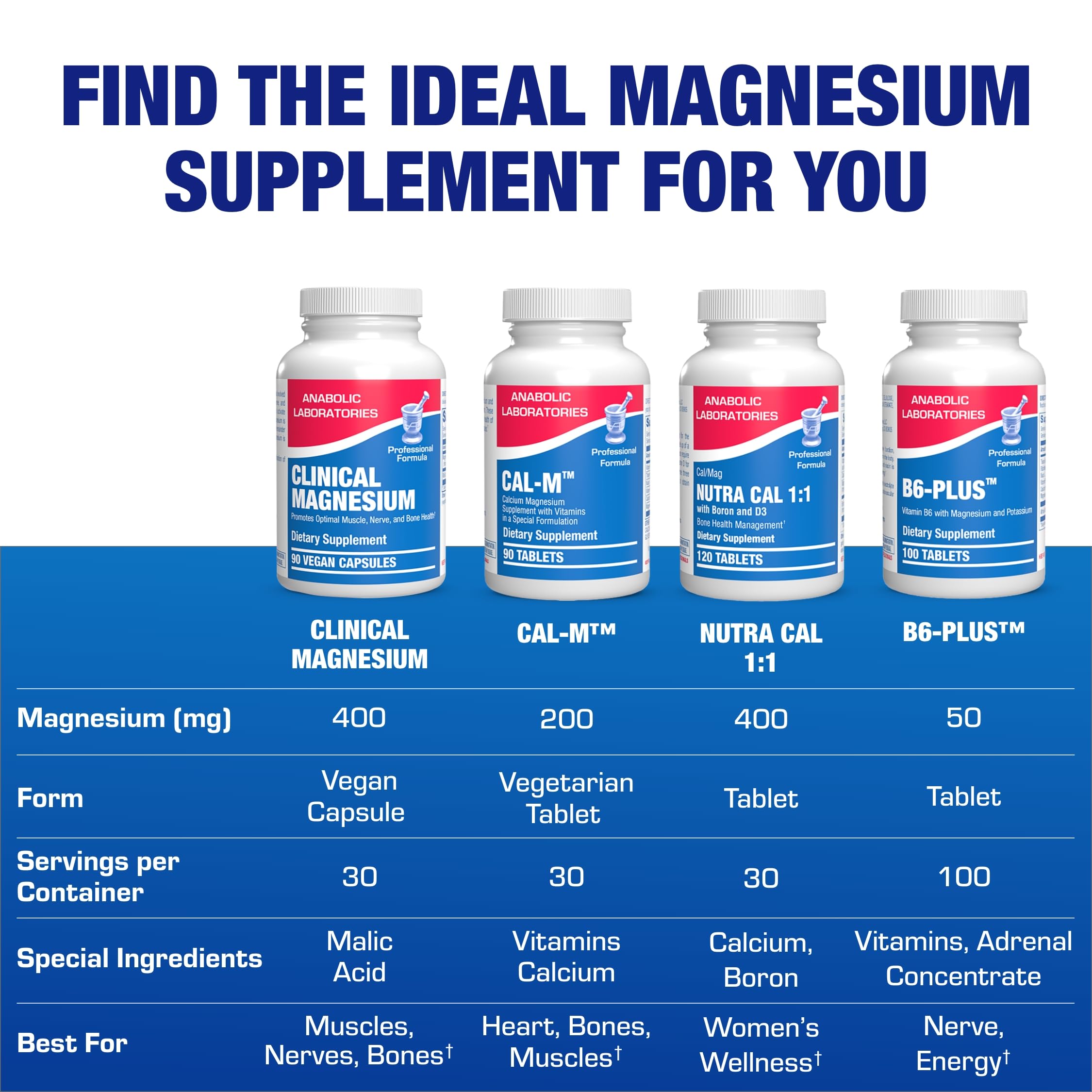 Graphic illustration showing glycinate, malate, and citrate magnesium forms