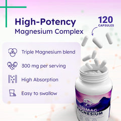 Close-up of magnesium glycinate, taurate and malate capsules