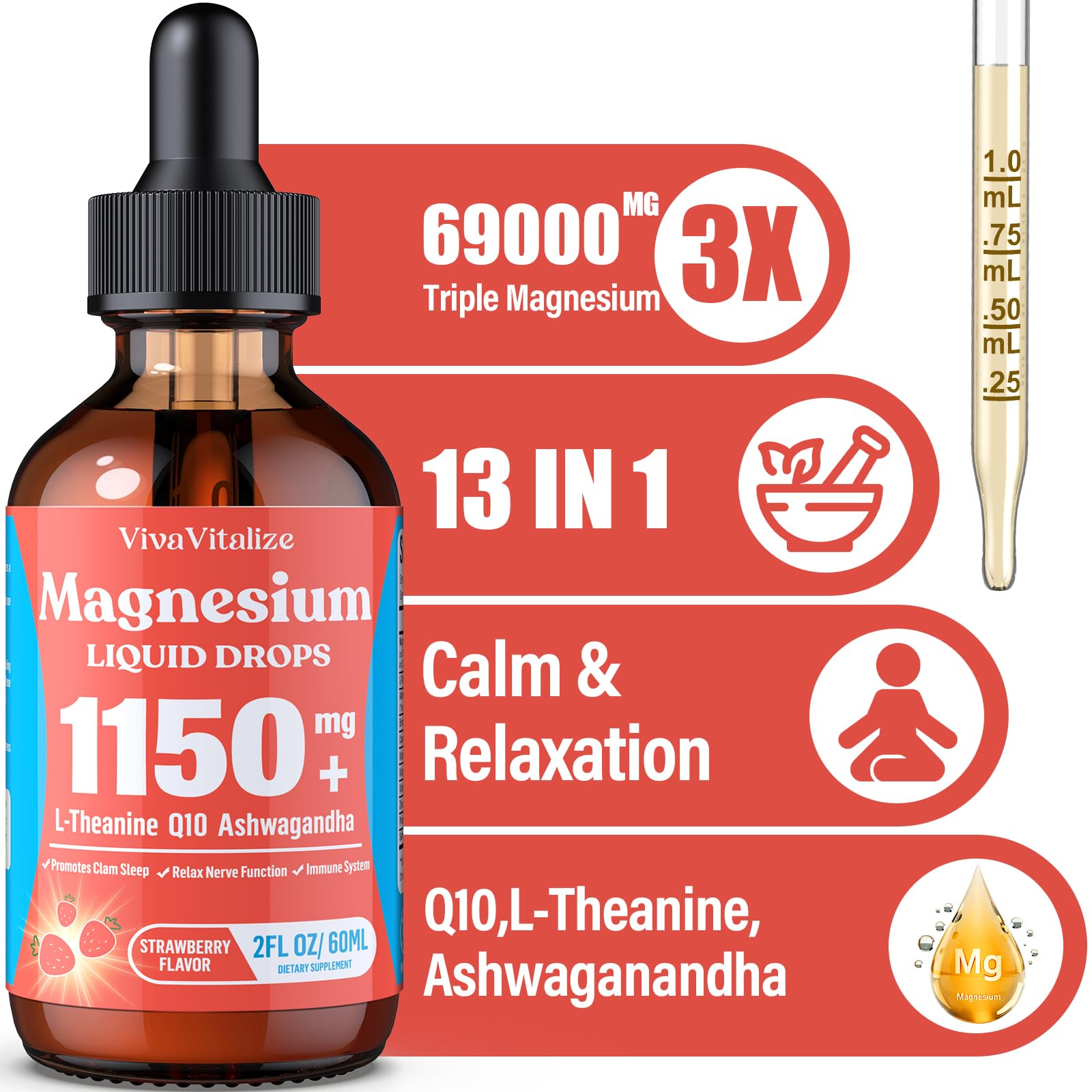 Label of triple magnesium complex liquid with glycinate, taurate, and citrate