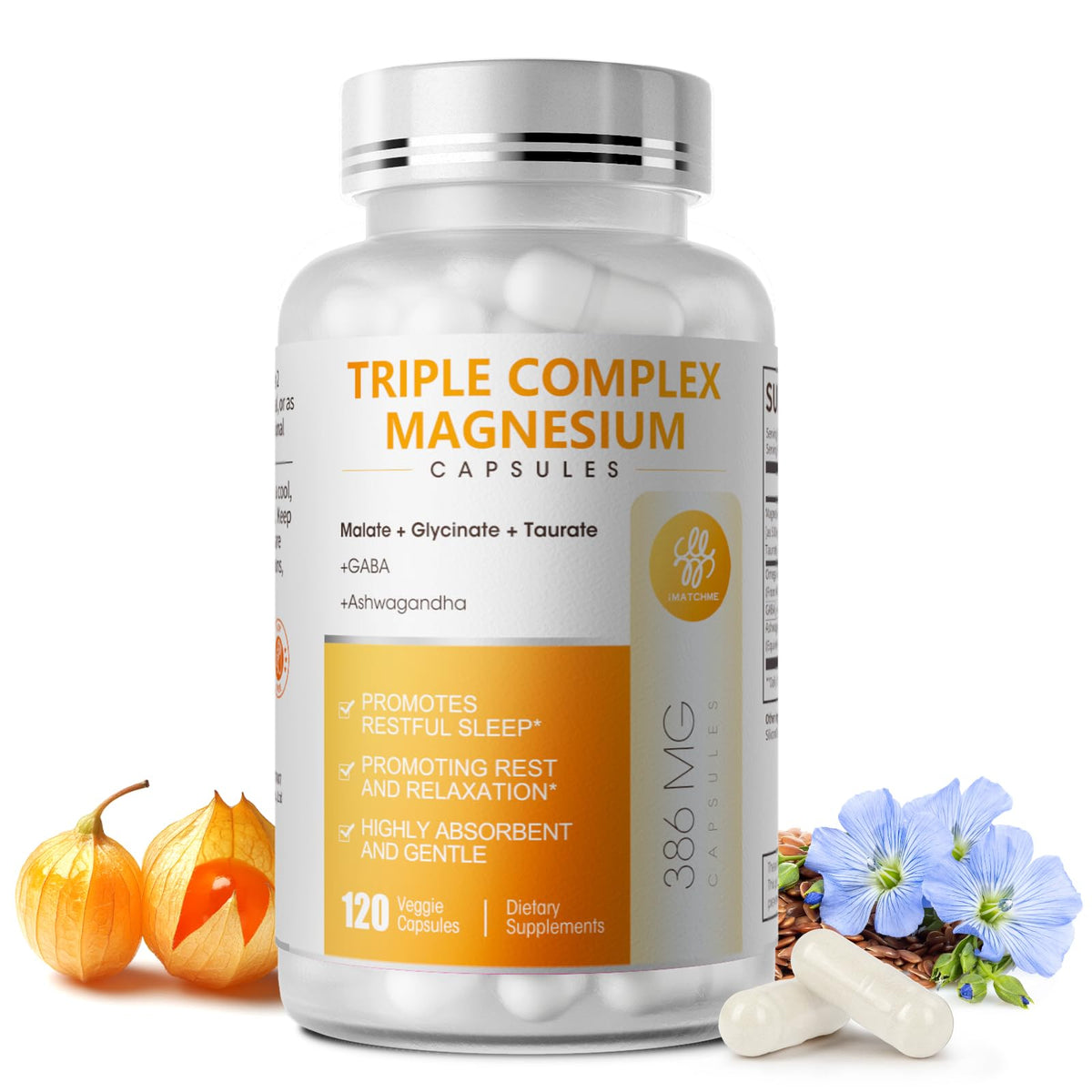 Triple Magnesium Complex bottle with omega-3, GABA and Ashwagandha