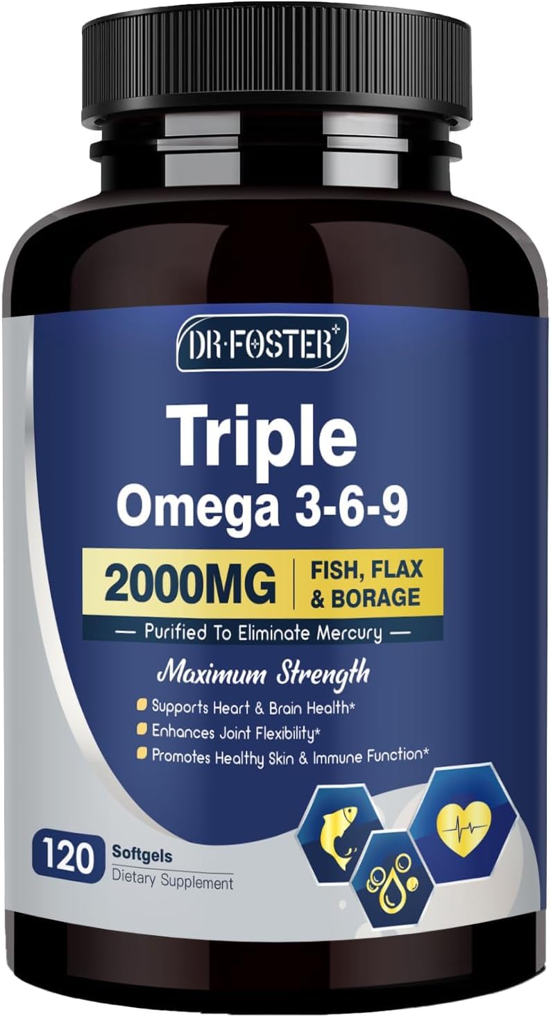 DRFOSTER Triple Omega 3-6-9 Fish Oil 2000mg, 120 softgels