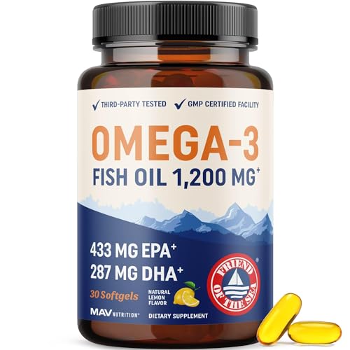 Bottle labeled Triple Strength Omega-3 Fish Oil 1200 mg
