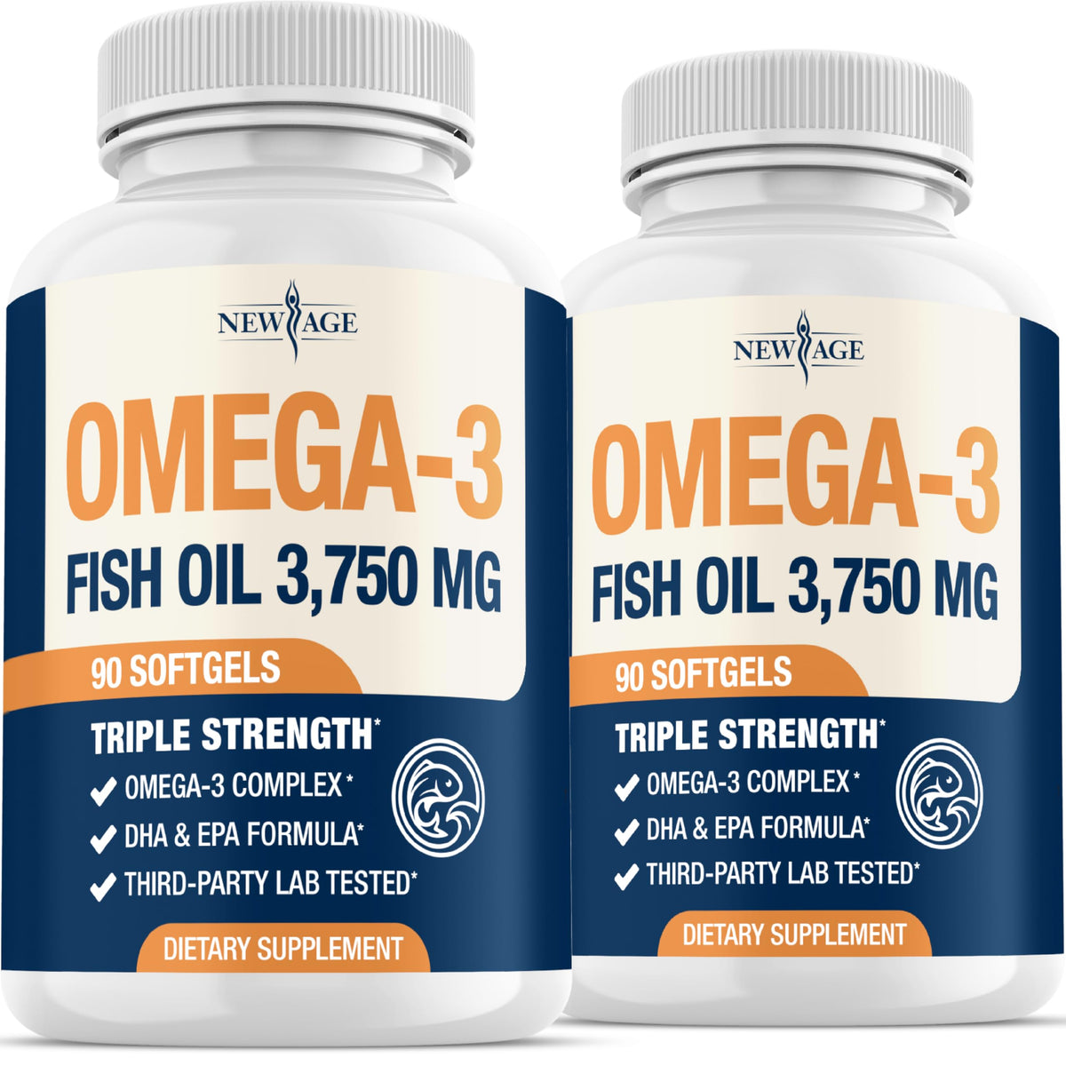 Front bottle of Triple Strength Omega-3 Fish Oil 3750 mg – 180 count