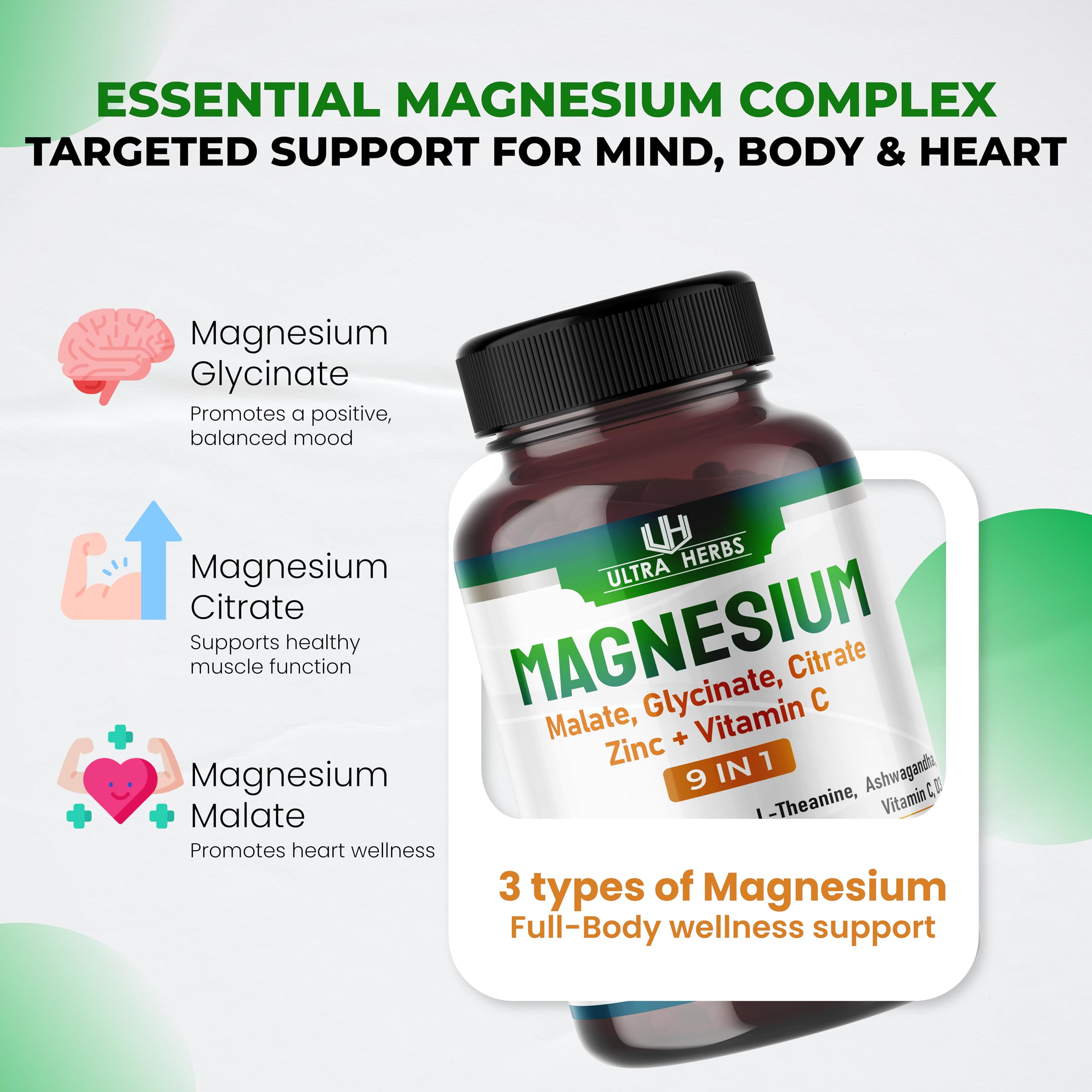 Close-up of supplement label on Tripple Magnesium Complex