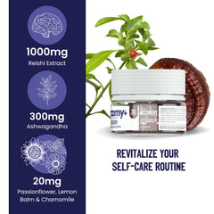 Illustration of ashwagandha and reishi mushrooms