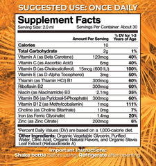 Toddlers liquid multivitamin bottle with berry flavor