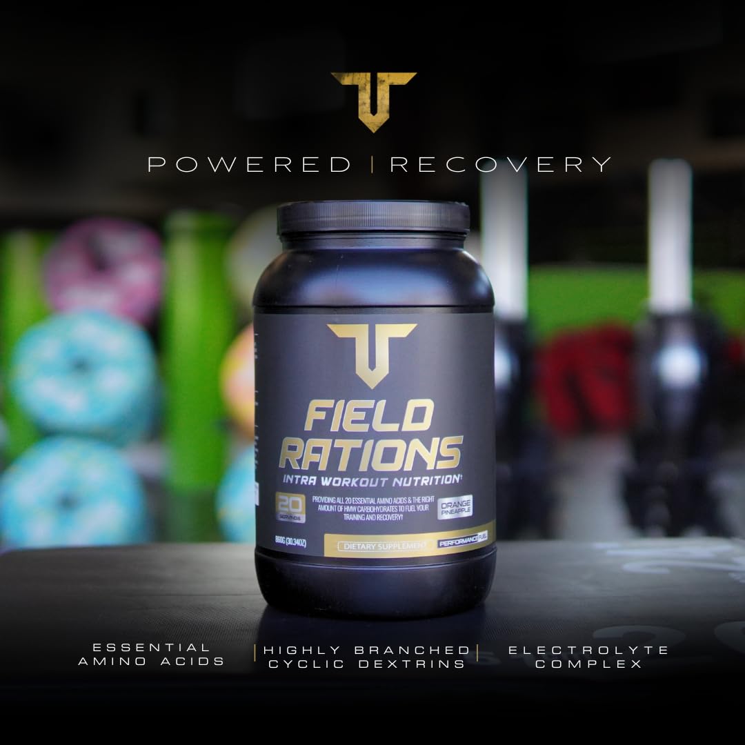 Troponin Field Rations gym-setup shows strategic intra-workout nutrition in action.