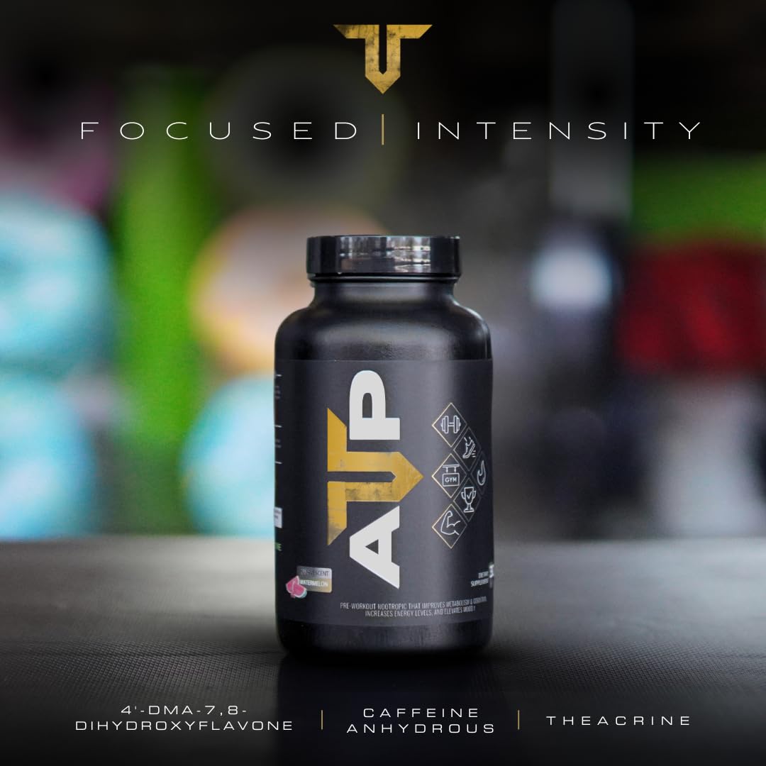 Troponin Nutrition ATP caffeine-forward drink with frothy foam signaling a quick energy boost.