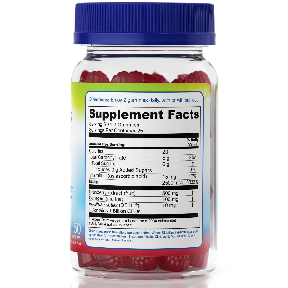 Close-up of gummies with raspberry-cranberry flavor
