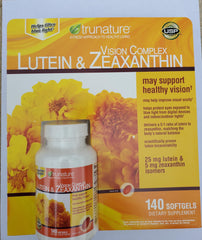 Tru-Nature Vision Complex Lutein & Zeaxanthin bottle, 140 softgels