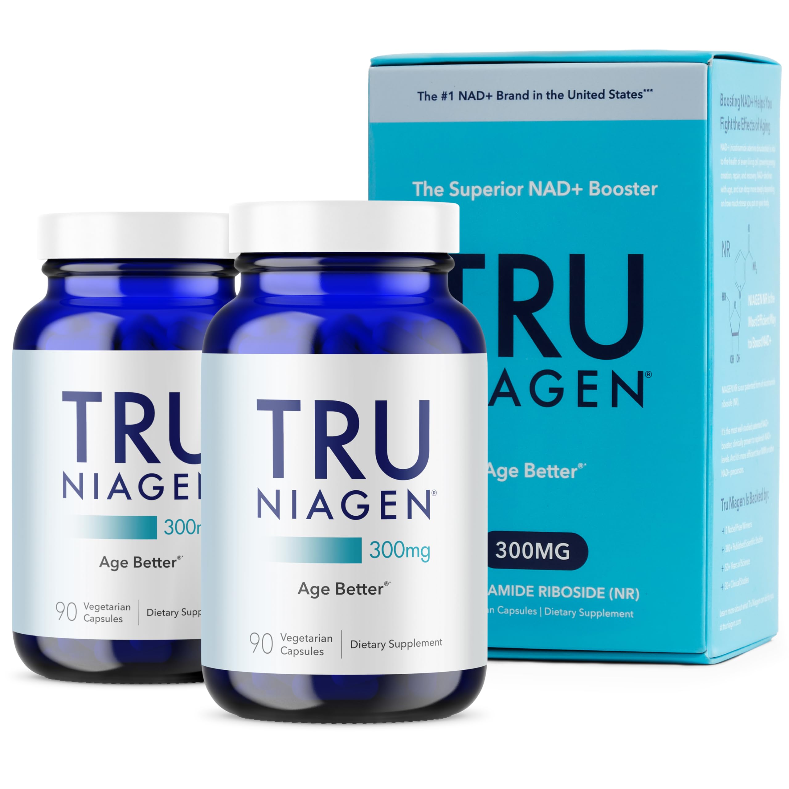 TRU NIAGEN bottle front view highlighting the patented NAD+ supplement for daily energy support.