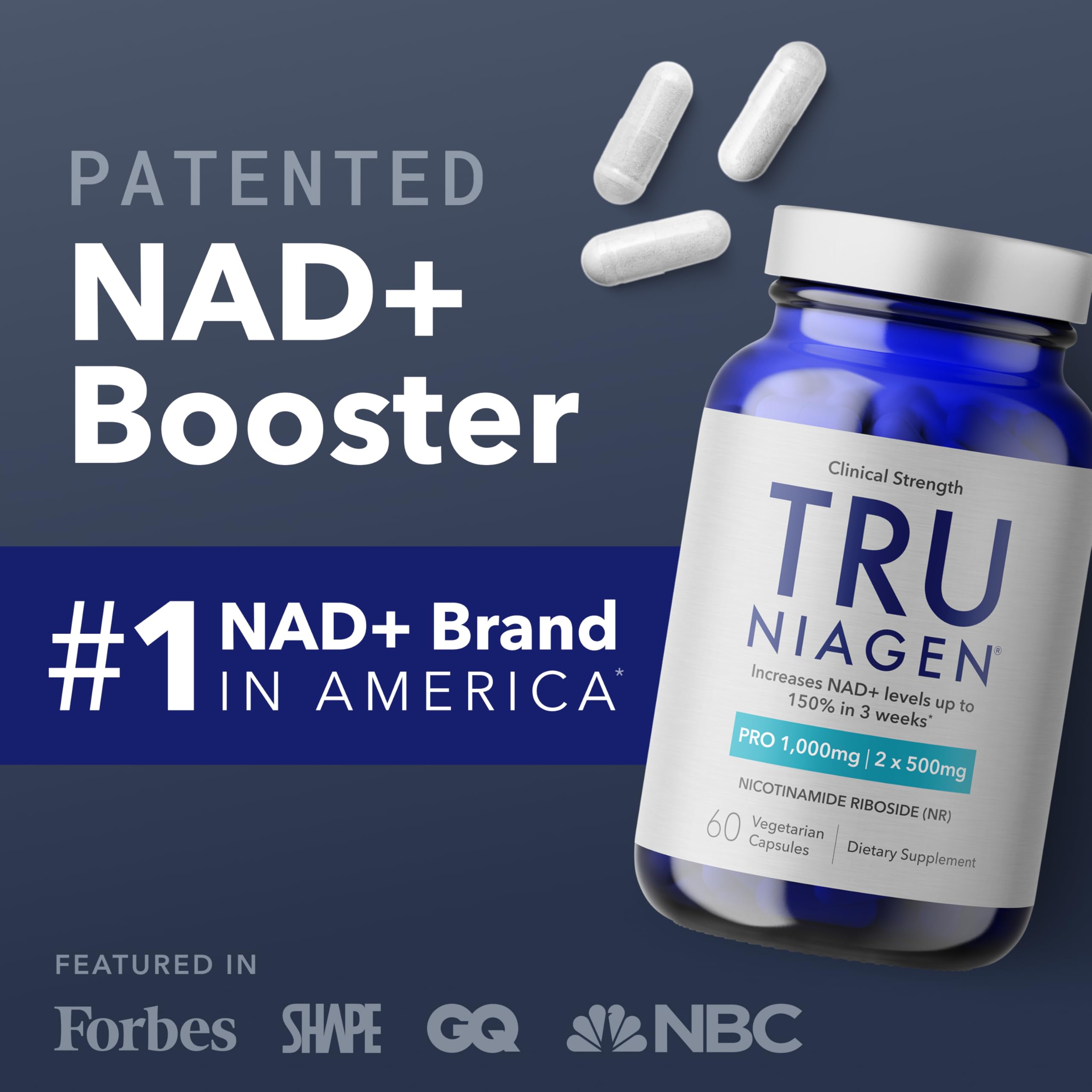 Close-up of Niagen NR 500 mg per serving label