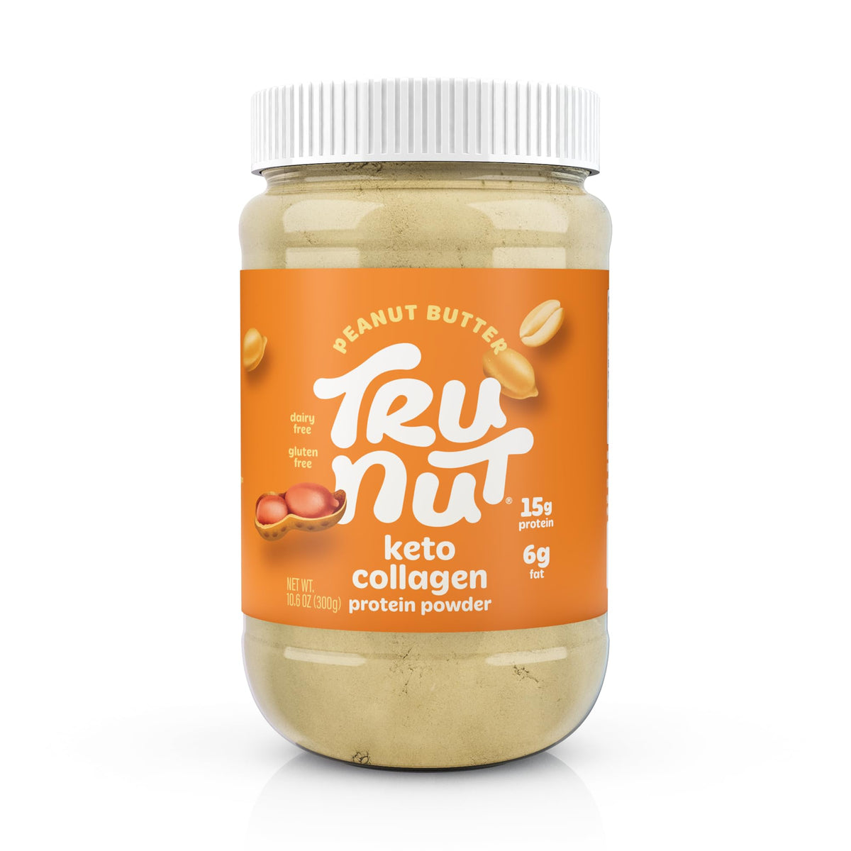 Tru-Nut Keto Collagen Protein Powder Peanut Butter 10.6 oz – front view