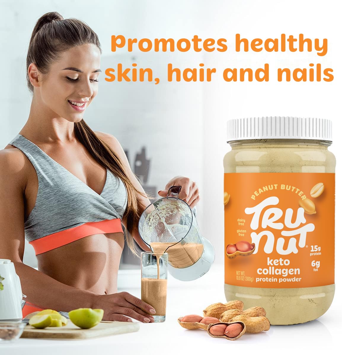 Tru-Nut Keto Collagen Smoothie Bowl Top with fruit boosts texture.