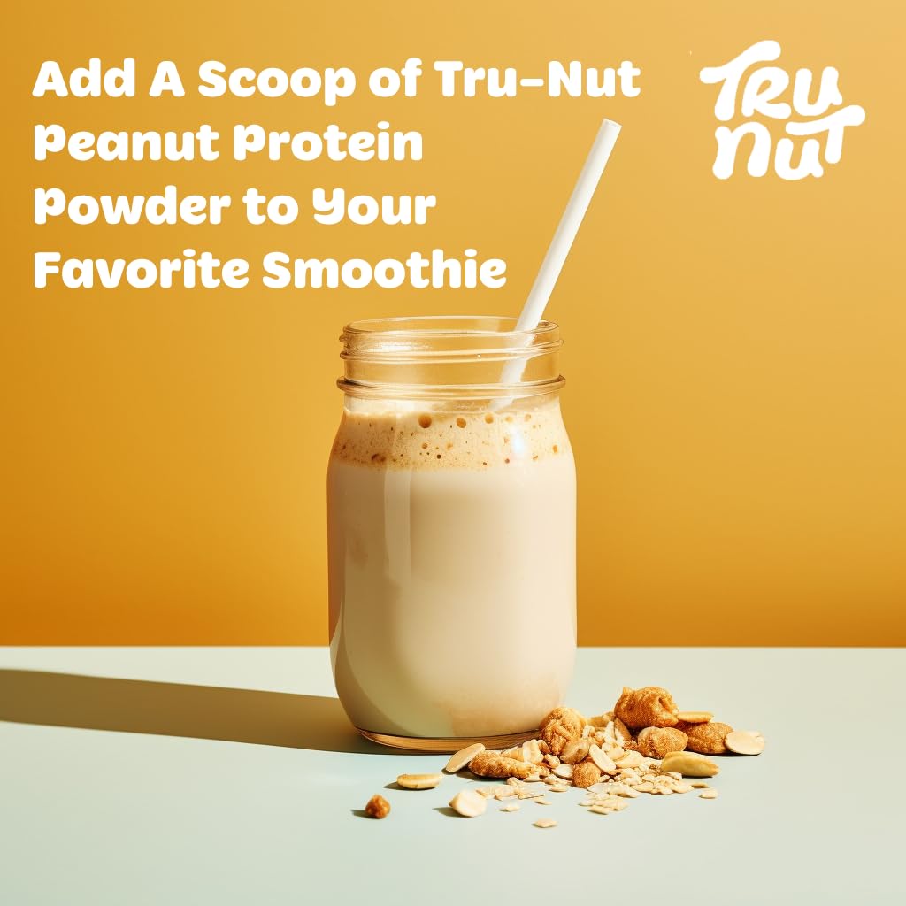 Tru-Nut Peanut Protein Powder ingredients label showing two-ingredient formula