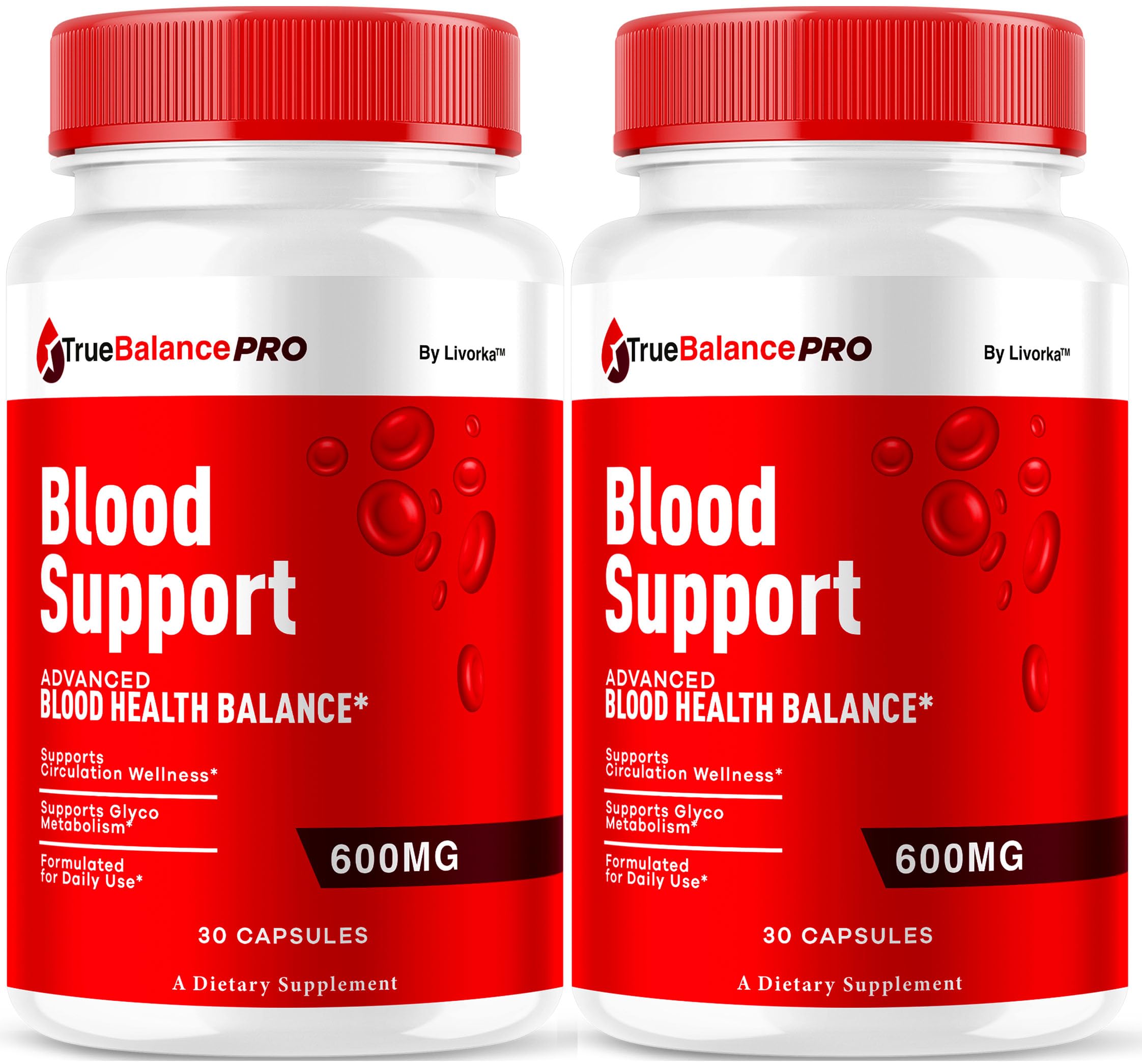 Two-pack True Balance Blood Support Pro Glycogen capsules – front view