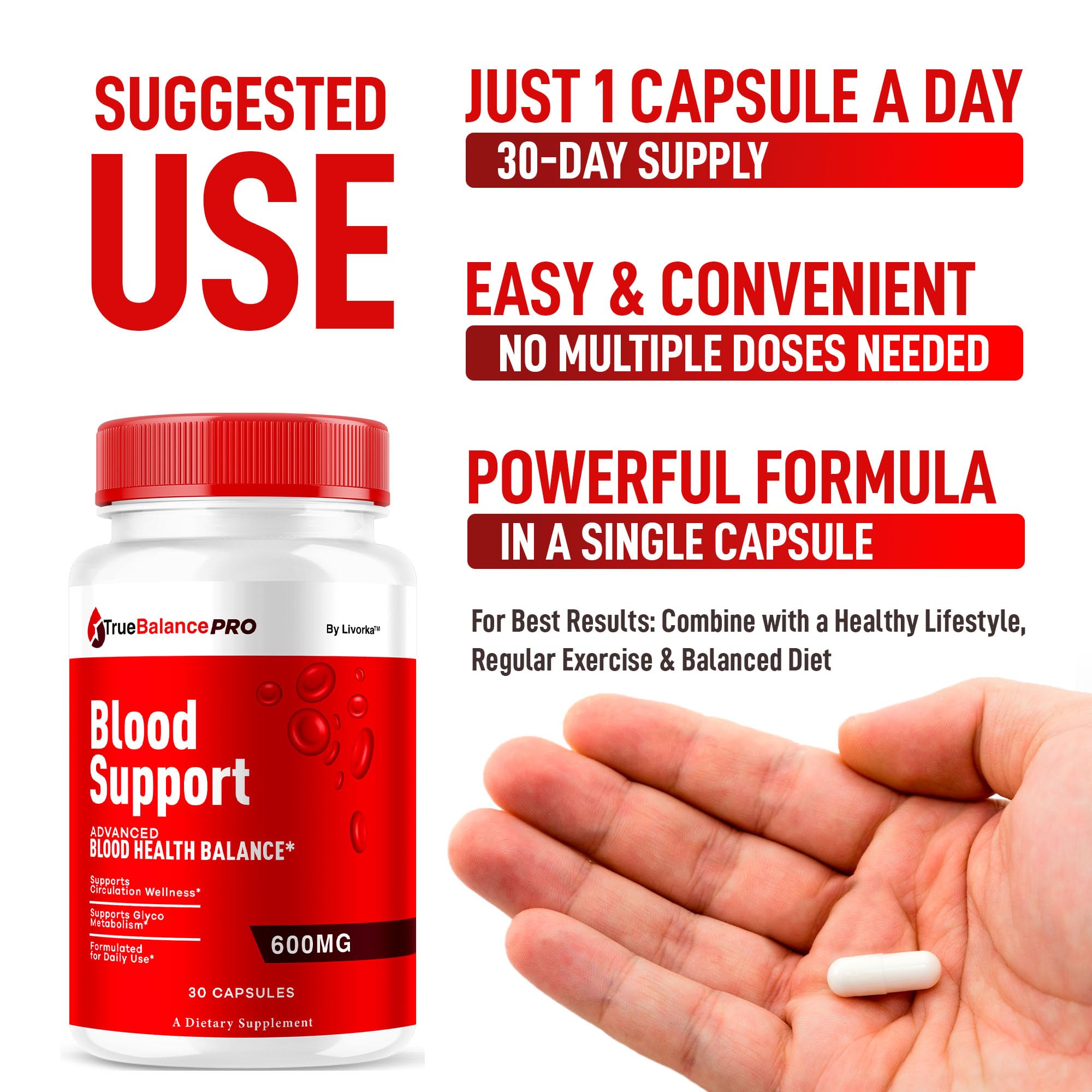 True Balance Blood Support Pro Glycogen capsules bottle – back