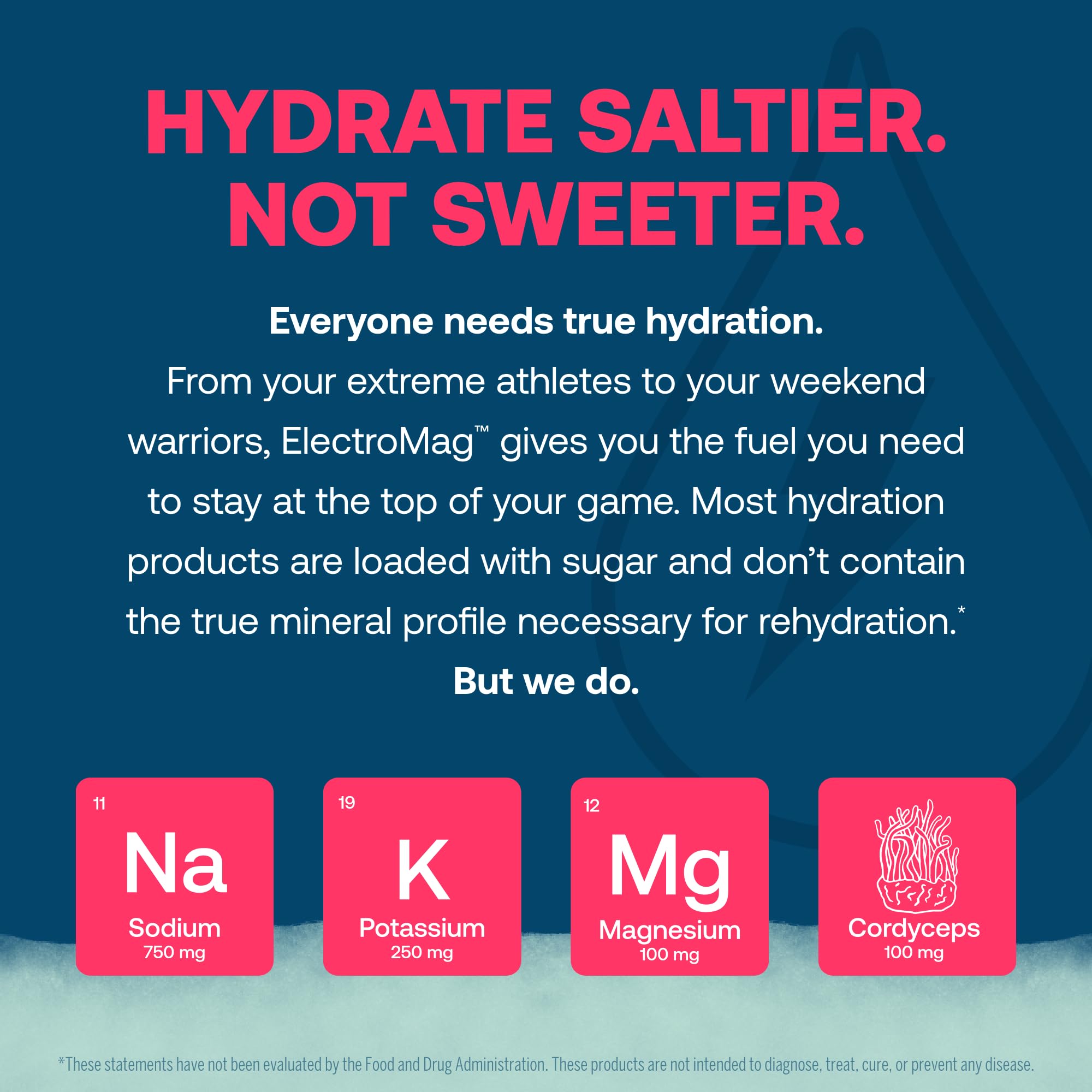 True Grace ElectroMag minerals panel highlighting sodium, chloride, potassium, and magnesium benefits.