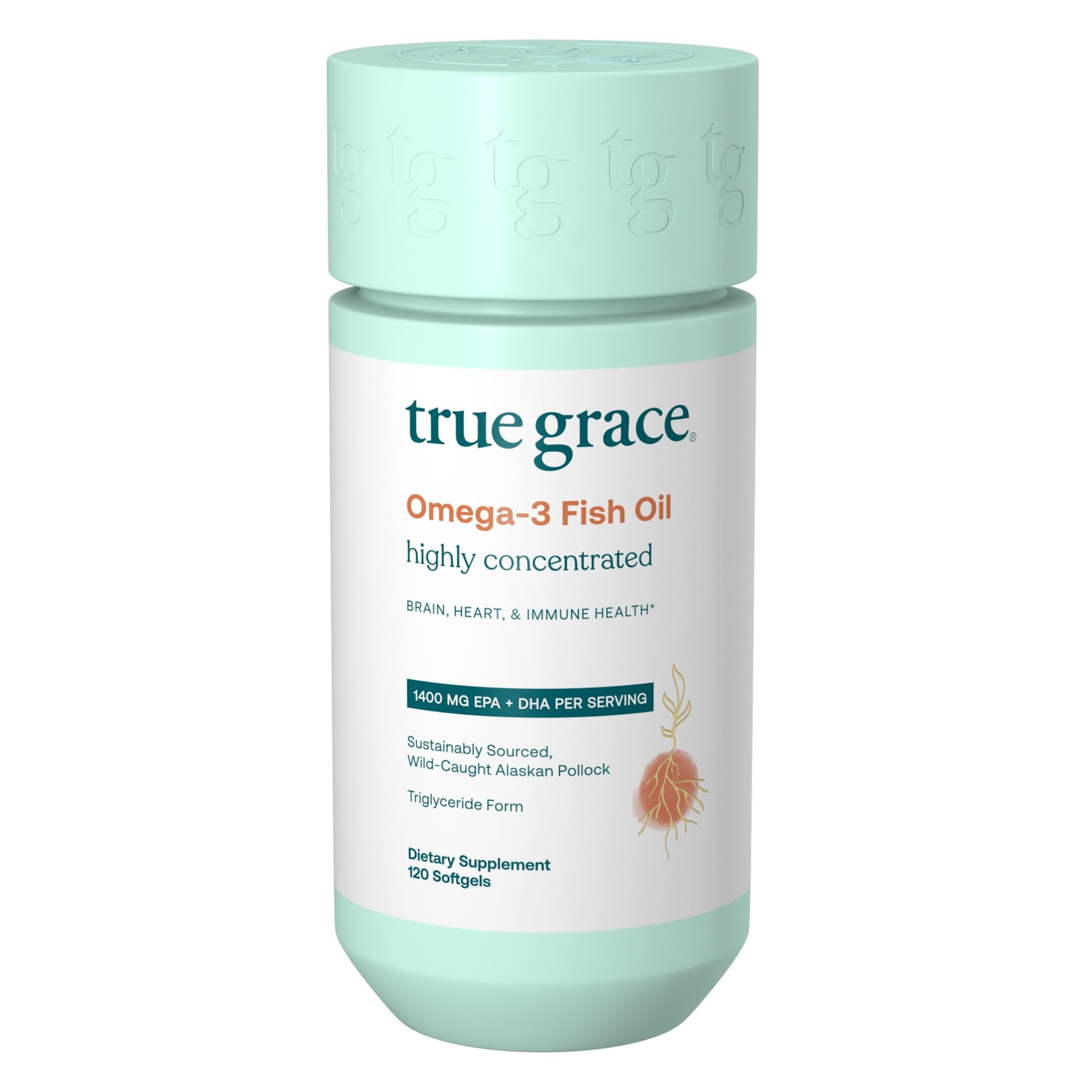 True Grace Omega-3 Fish Oil bottle and packaging