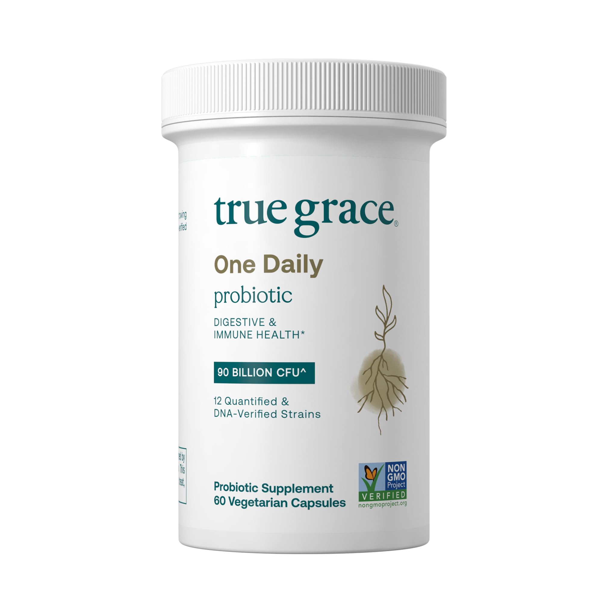 Front of True Grace One Daily Probiotic bottle