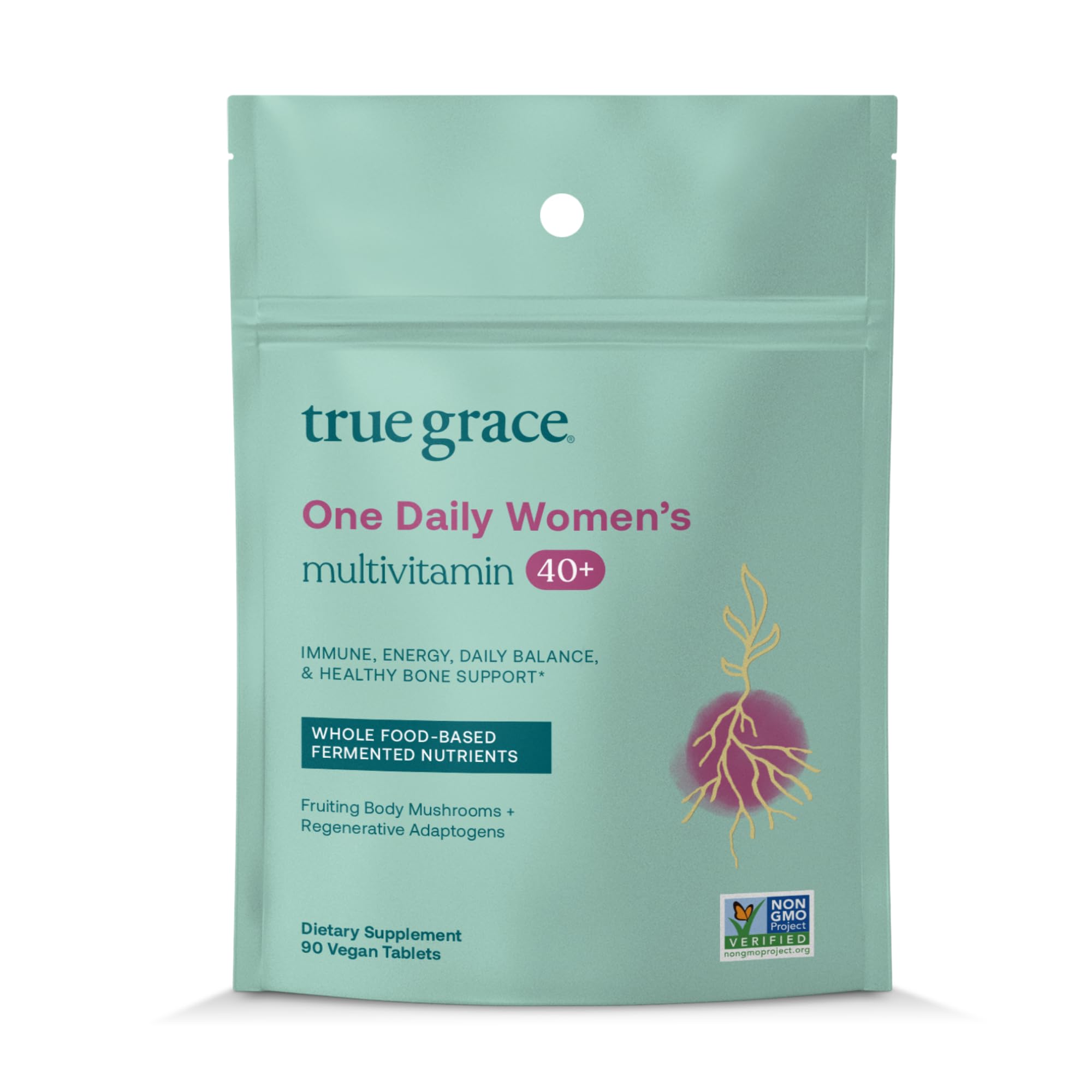 True Grace One Daily Women’s Multivitamin 40+ bottle on a clean background