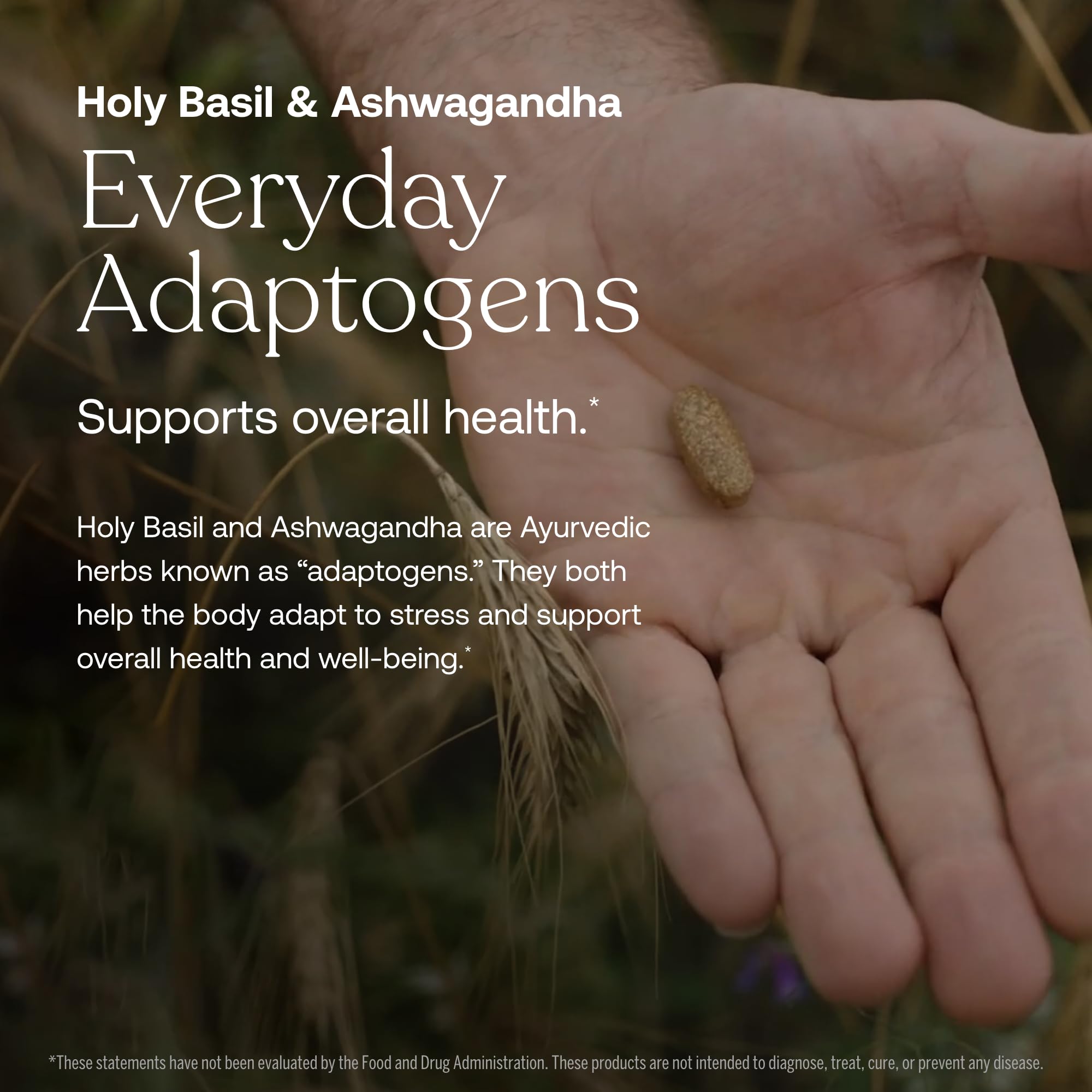 Organic adaptogens with holy basil and ashwagandha