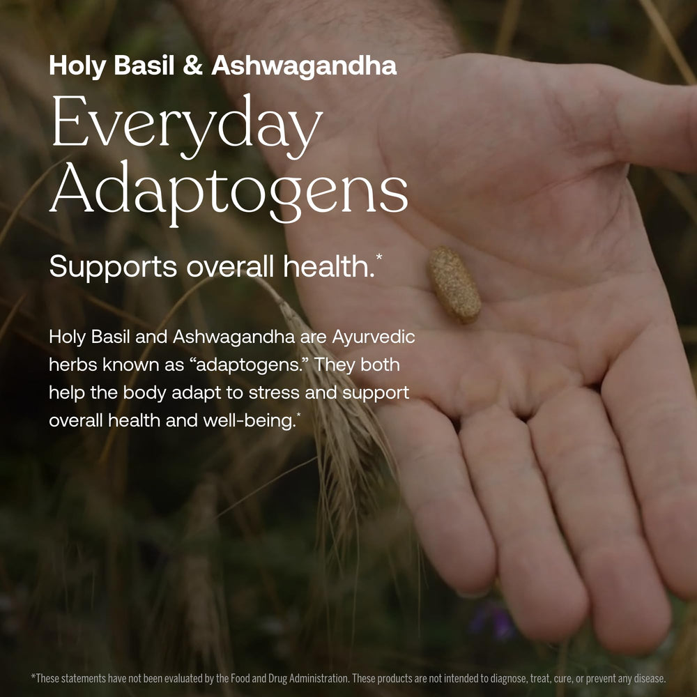 Organic adaptogens with holy basil and ashwagandha