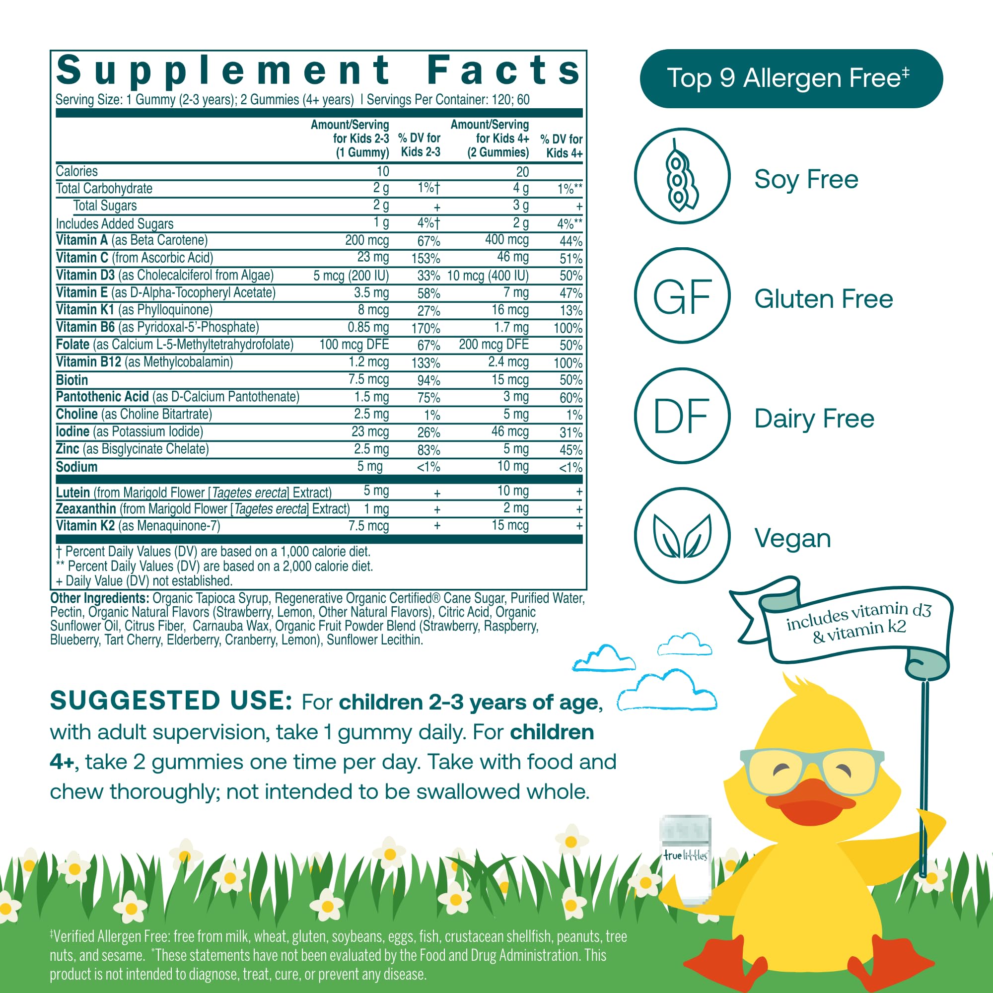 Gummies in assorted fruit flavors for True Littles Daily Kids Multivitamin