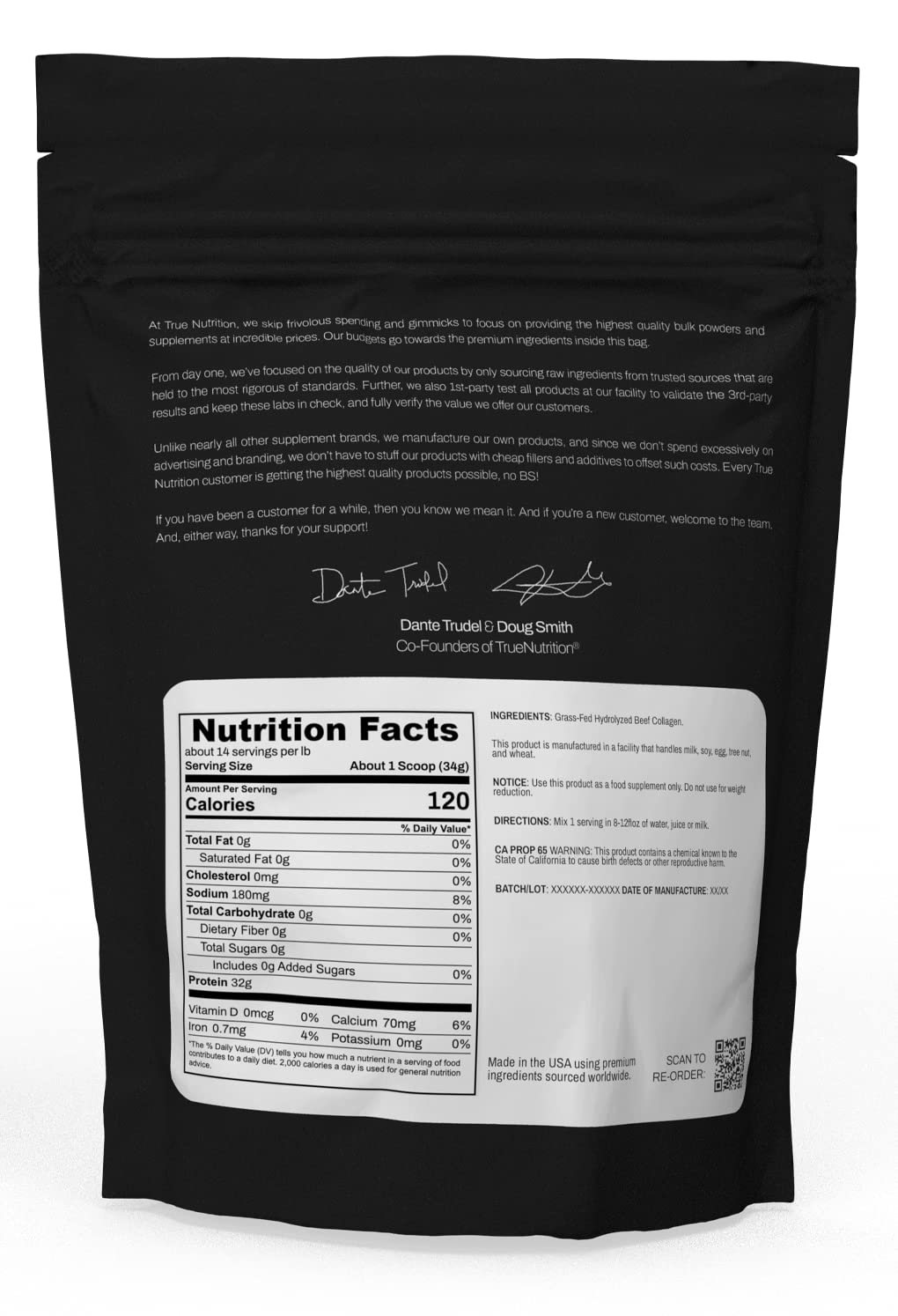 True Nutrition hydrolyzed collagen powder dissolving in water highlights easy mixing and digestion.