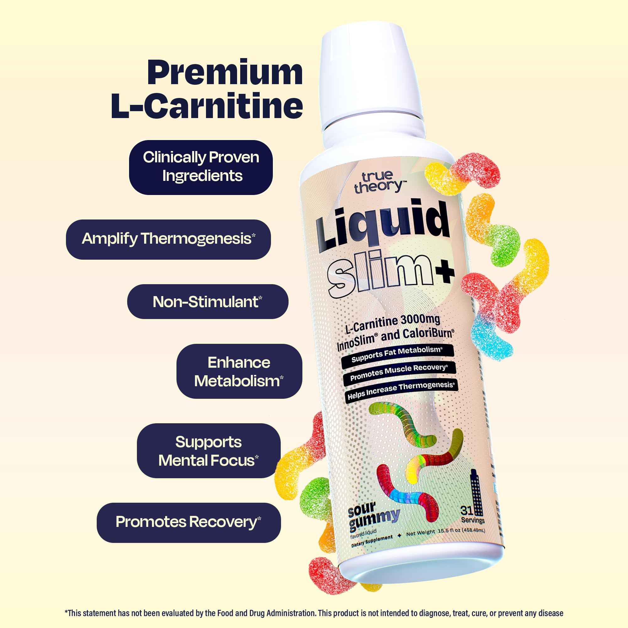 True Theory Liquid Slim pour action demonstrates easy-to-take liquid shot for workouts.