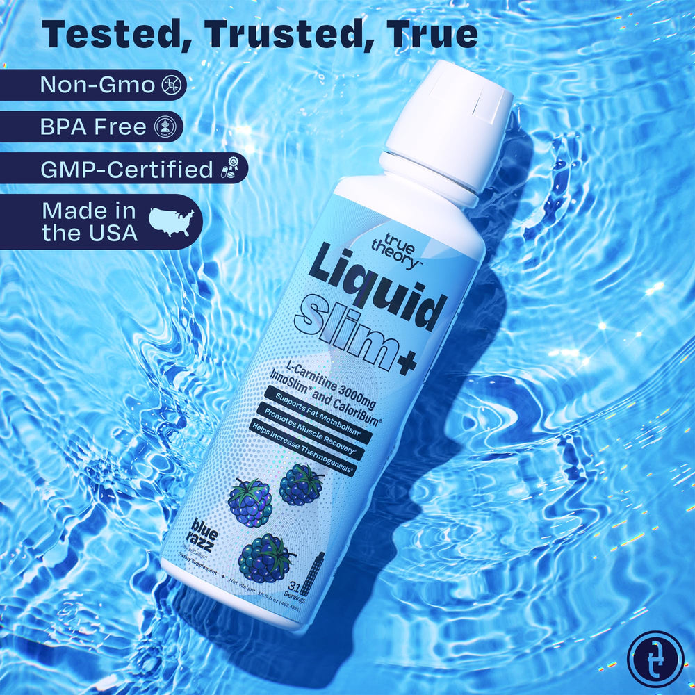 True Theory Liquid Slim serving-size panel communicates 31 servings per bottle.