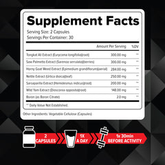 TRUE VITAMINS testosterone booster capsules closeup highlights easy daily use.