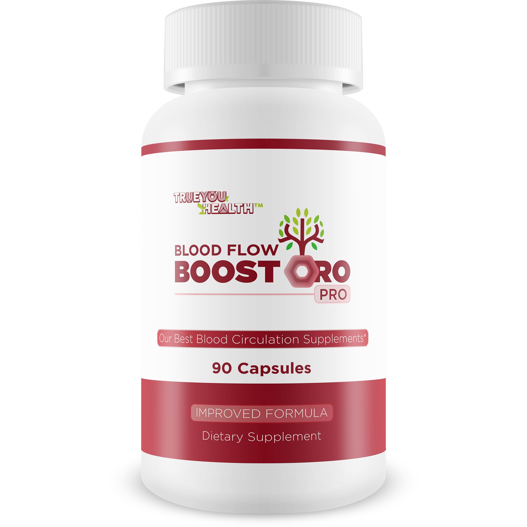 True You Health Blood Flow Boostoro Pro bottle with improved formula for circulation support.