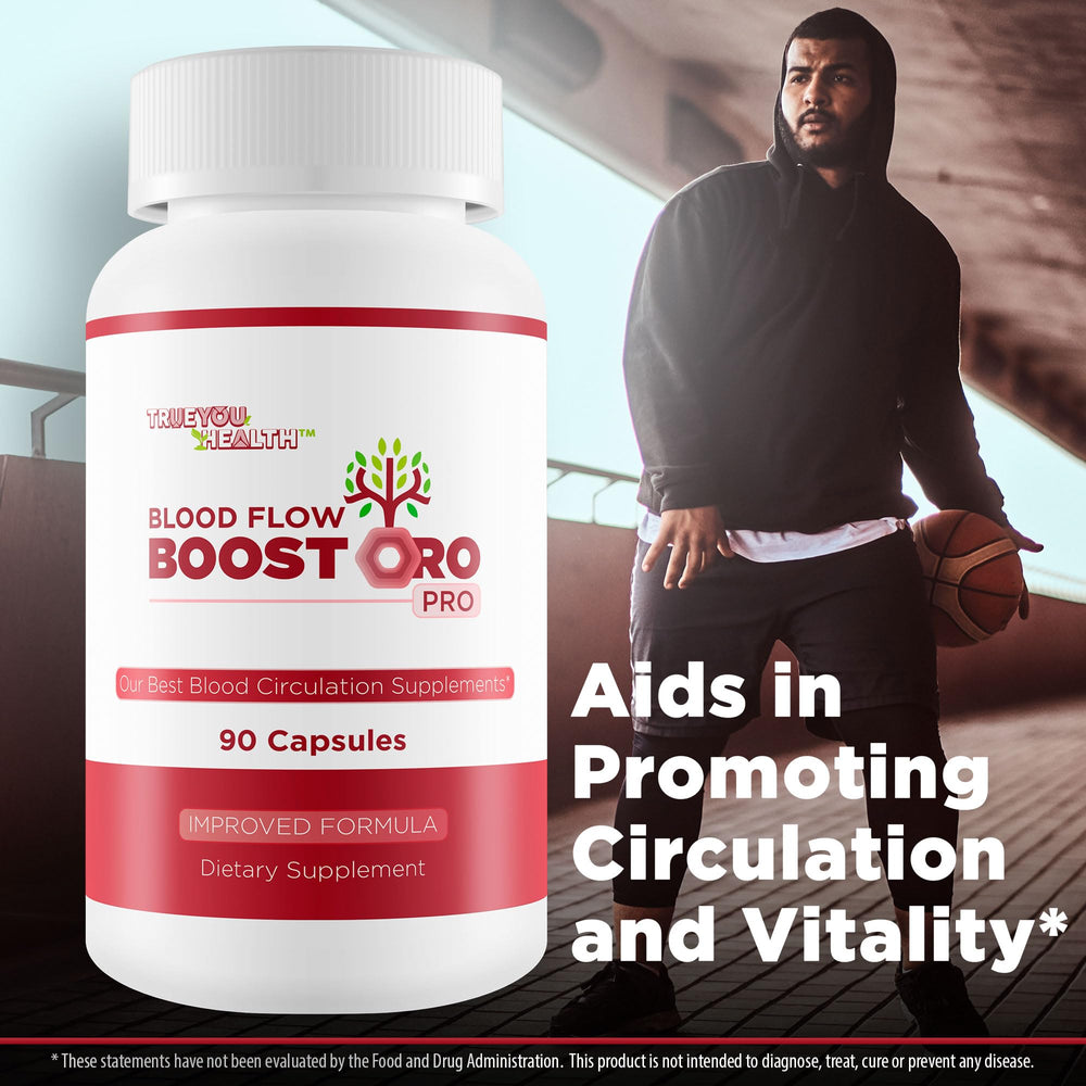 True You Health Blood Flow Boostoro Pro label detail highlighting key ingredients for veins.