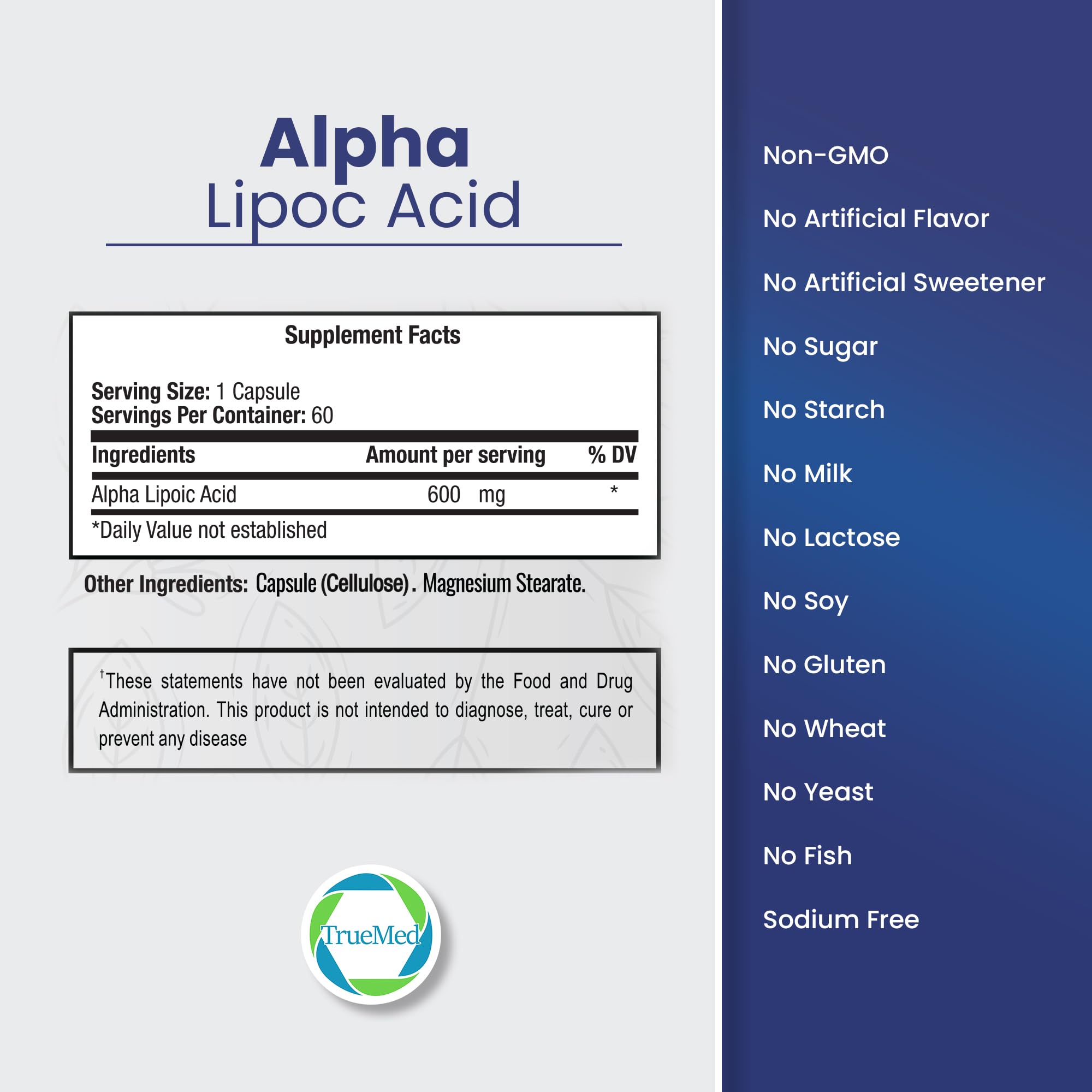 Label close-up showing 600mg per capsule