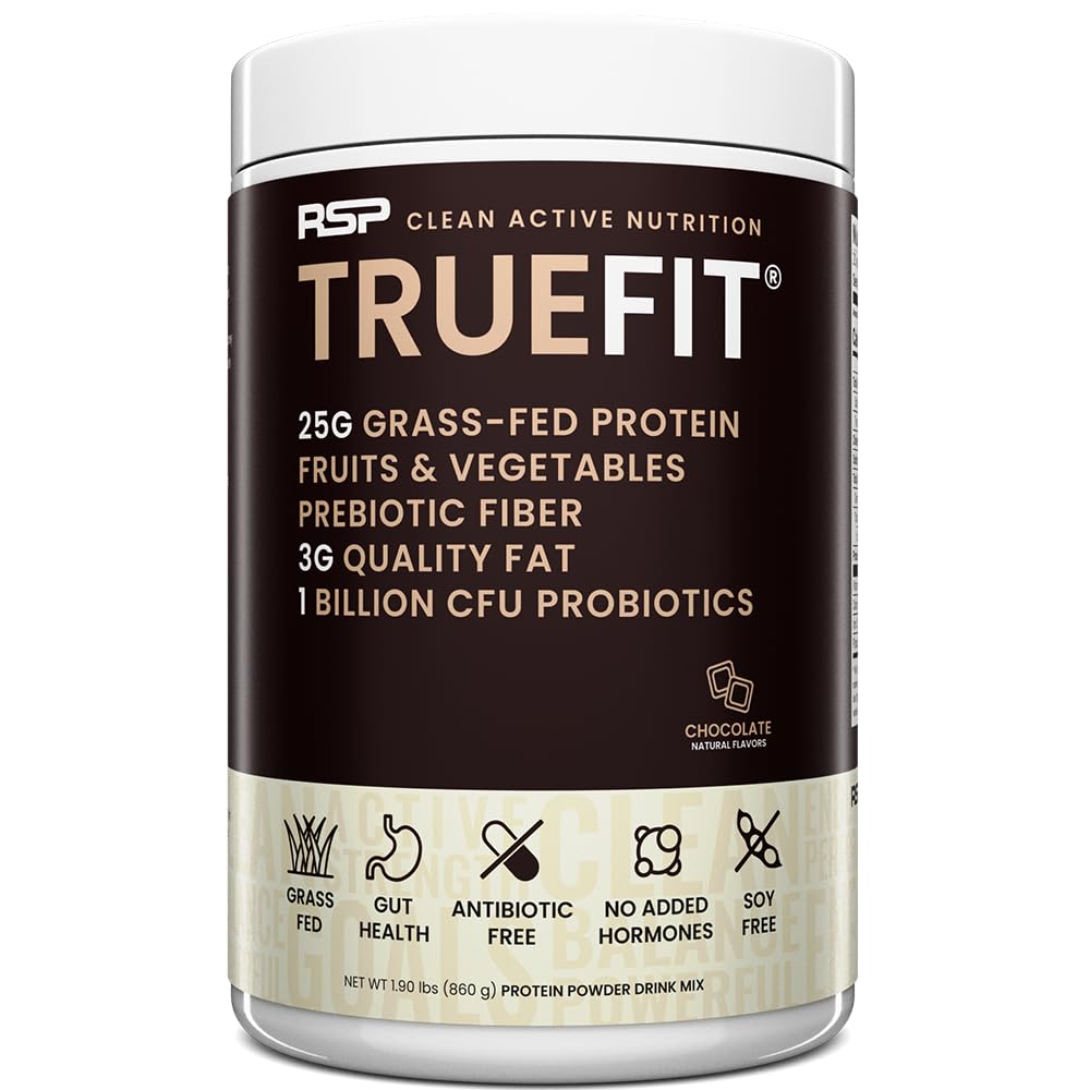 Front view of TrueFit Gut Healthy Protein Powder packaging