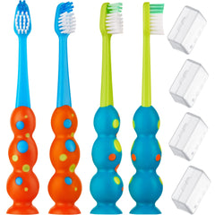 Trueocity Kids Toothbrush 4-pack in blue and orange colors.