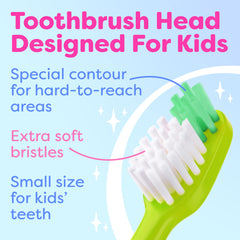 Close-up of the extra-soft bristles on a child's toothbrush.
