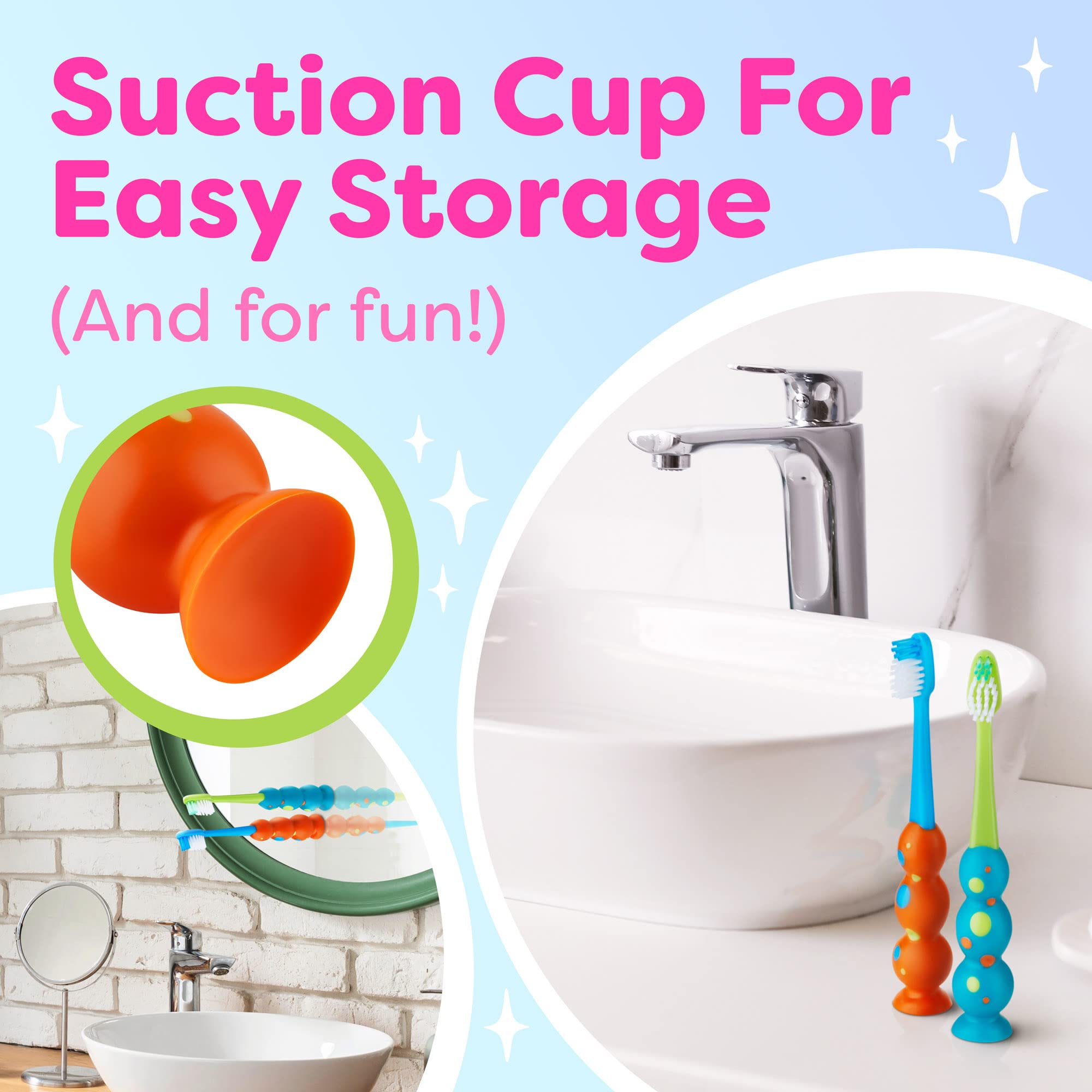 Sturdy, grippy handle designed for little hands.