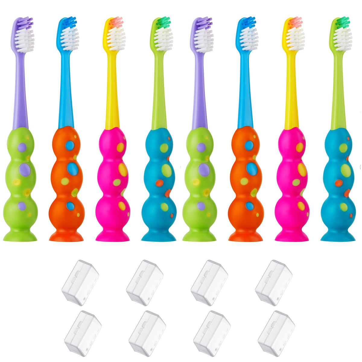 Trueocity Kids Toothbrush 8-pack with soft contoured bristles and multi-color handles